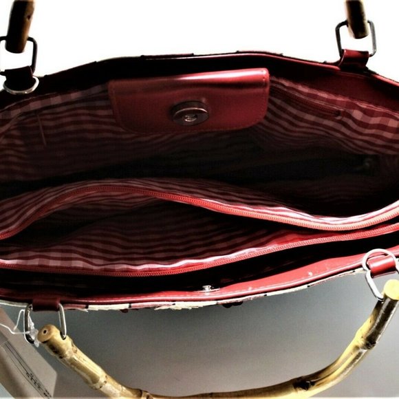 Cafe Print Multi Color Tote Sequence/Wood Handles - Picture 7 of 7